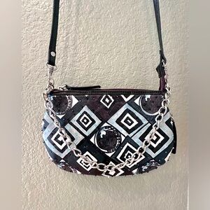 Sharif RARE Hand Painted Beaded Leather Crossbody Wristlet Handbag Art